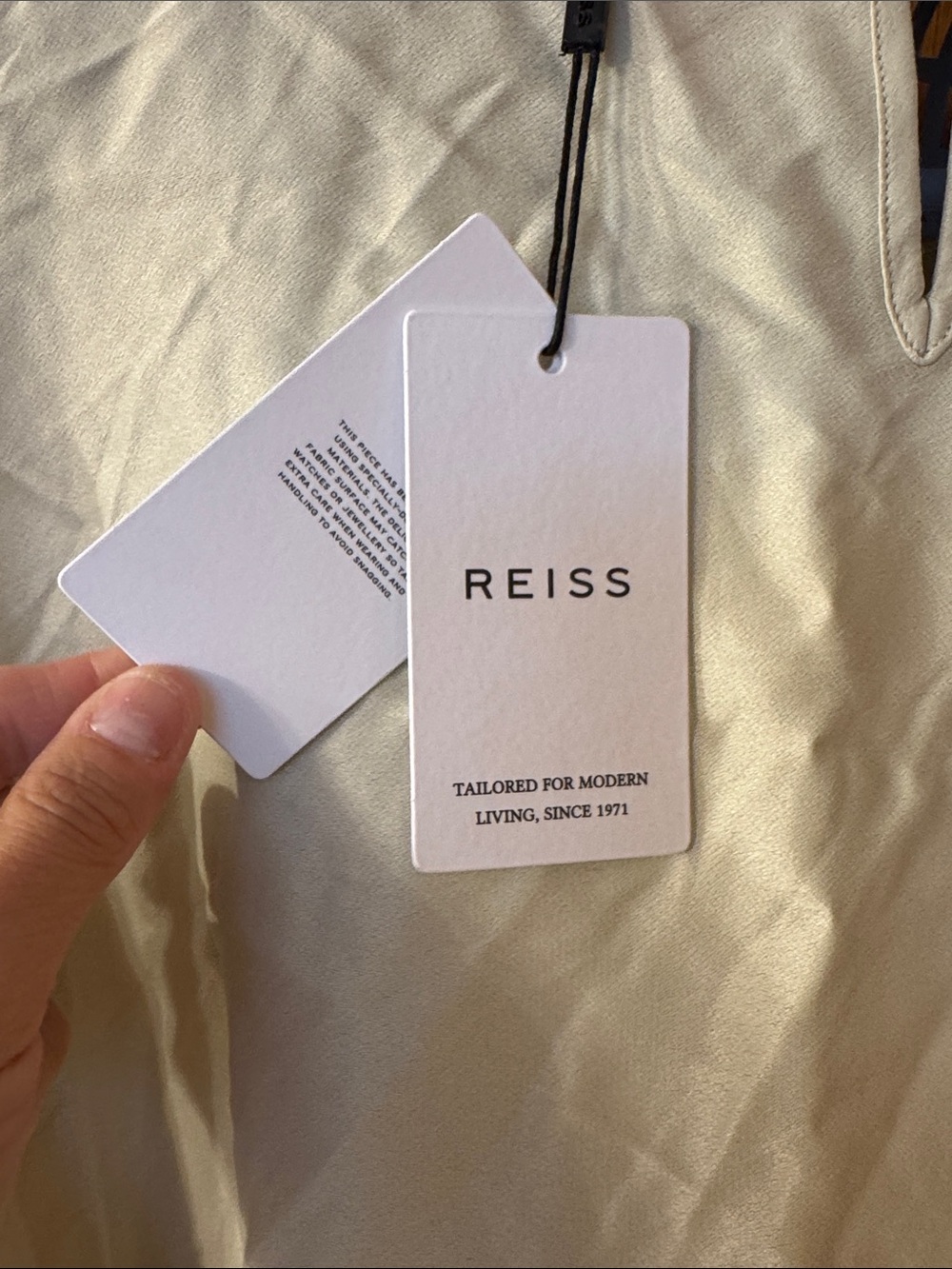 Reiss 100% Viscose Light Beige Tie-Detail Balloon Sleeve Top - Picture 9 of 12